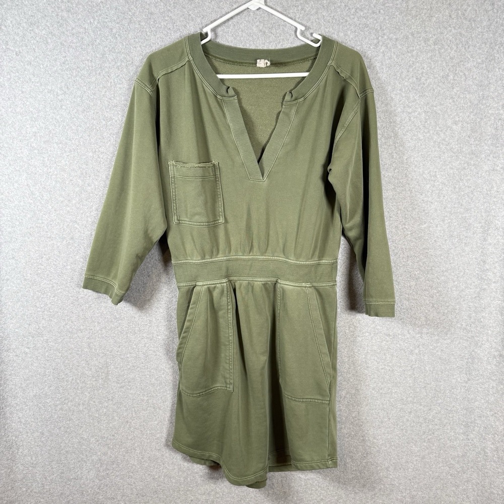 Daily Practice by Anthropologie Dress Womens S Green Sweatshirt Tunic Pockets